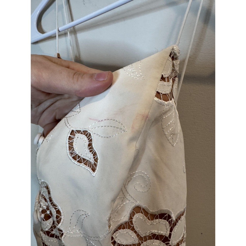 For Love & Lemons Dress Womens Small Ivory Floral Embroidered Slip Mini CD2642 - Picture 3 of 12